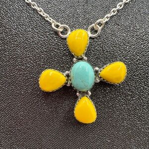 Sterling Silver 925 Rosarita Pendant Necklace Turquoise Handmade